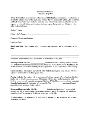 Sex Offender Safety Plan Example  Form