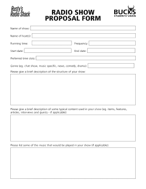 Radio Talk Show Proposal Sample PDF  Form