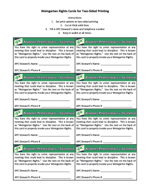 Weingarten Rights Card Printable  Form