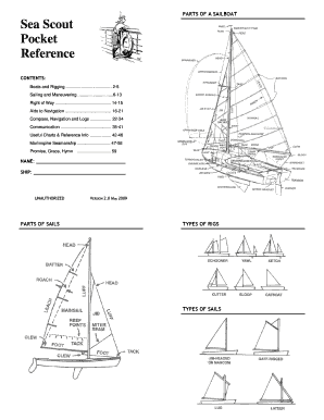 PARTS of a SAILBOAT Sea Scout Pocket Reference Scouting1659  Form