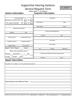 System Service Request Template  Form