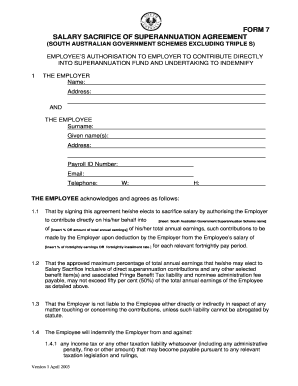 Salary Sacrifice Agreement Template  Form