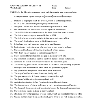 Capitalization Rules 7 15 Worksheet 2 Answers  Form