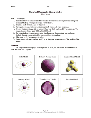 Atomic Models Worksheet  Form