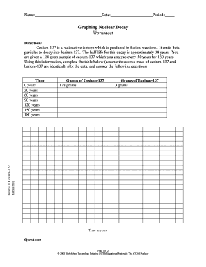 Graphing Nuclear Decay Worksheet  Form