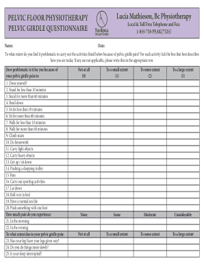 Pelvic Girdle Questionnaire PDF  Form