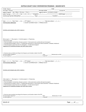Suffolk County Early Intervention Forms