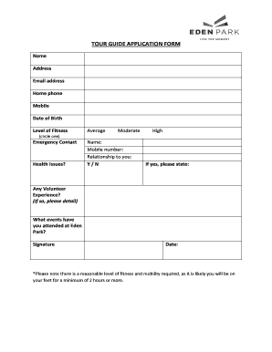 Tour Guide Application Form