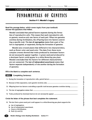 Chapter 9 Patterns of Inheritance Guided Reading PDF  Form