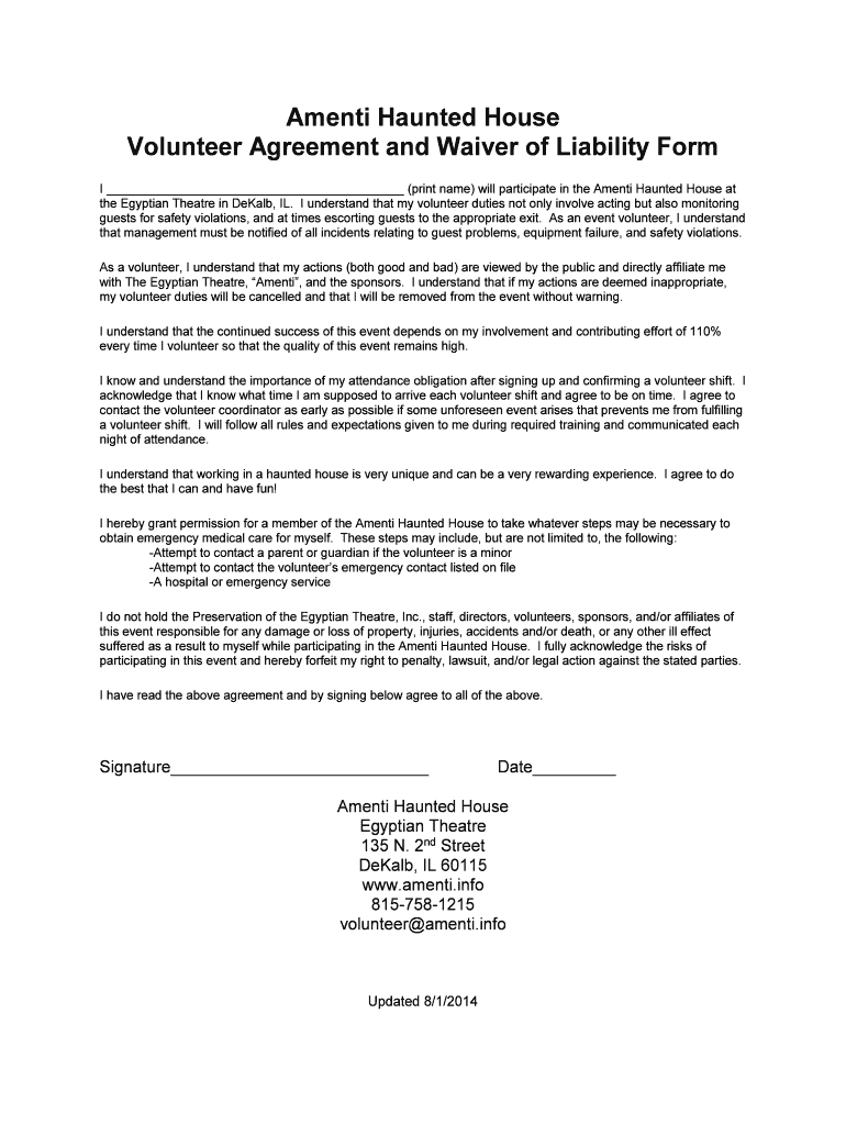 Haunted House Waiver Template  Form