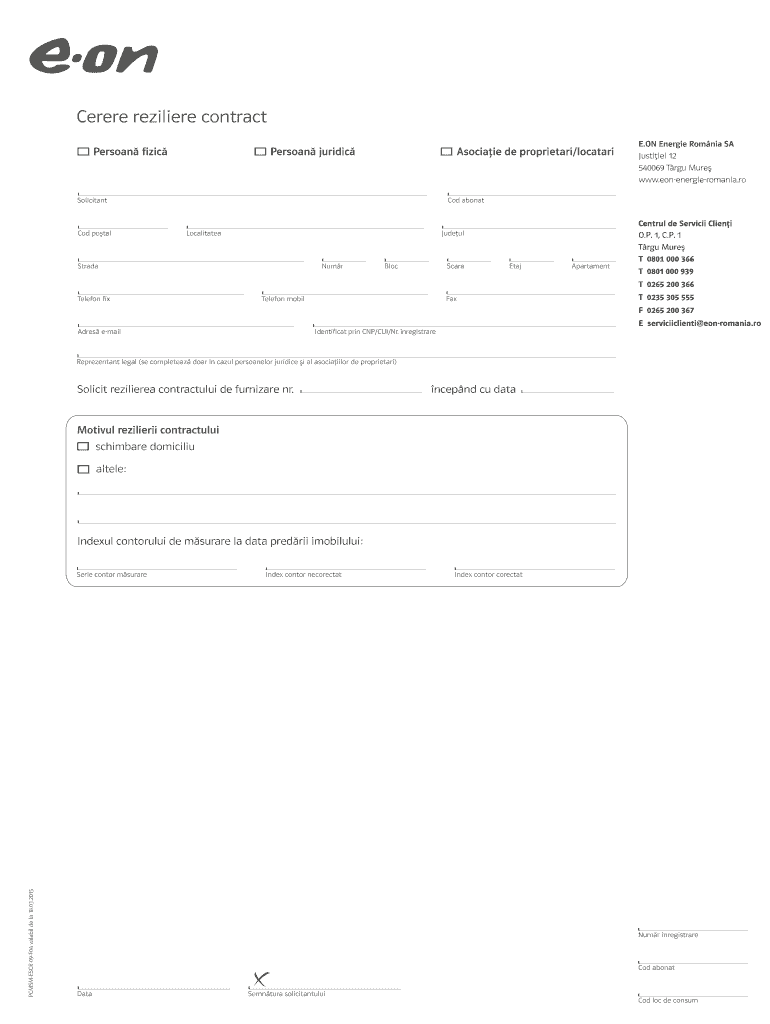 Reziliere Contract Eon  Form