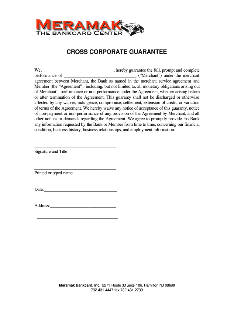 Cross Corporate Guarantee  Form