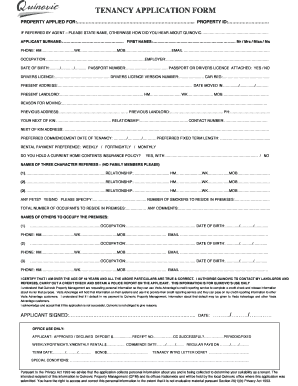 Quinovic Tenancy  Form