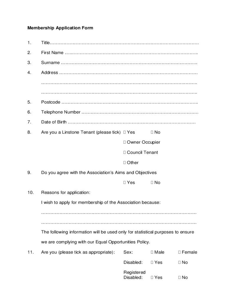 Linstone Housing Application  Form