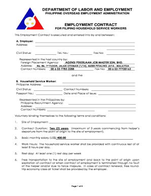 Philippine Employment Contract  Form