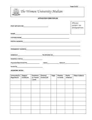 Application Form for Job Wum