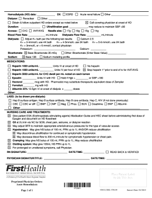 Dialysis Orders Sample  Form