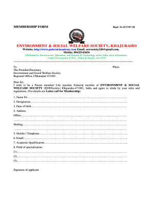 Membership Form of ESW Society