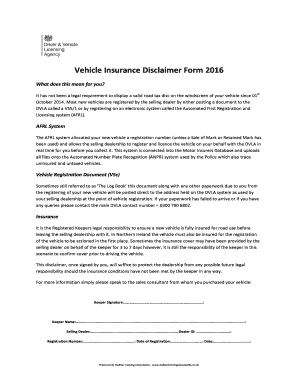 Vehicle Disclaimer Form