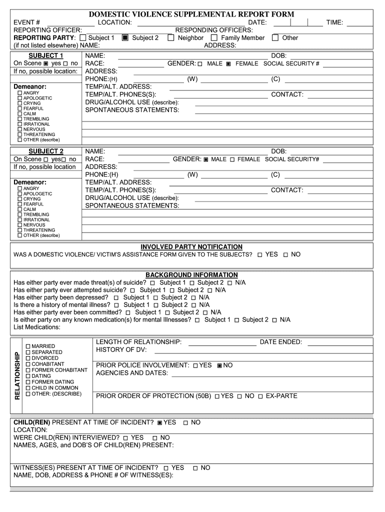 Supplemental Report  Form