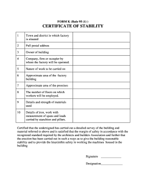 Stability Certificate Format