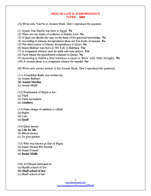 Muslim Law Mcq with Answers PDF  Form