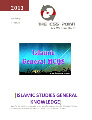 Css Islamic Studies Mcqs PDF  Form