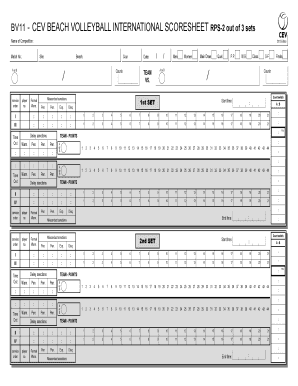 Beach Volleyball Scoresheet  Form