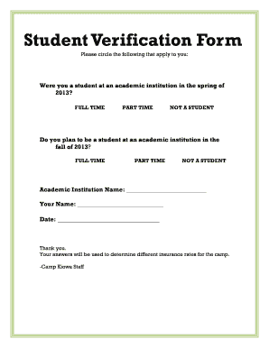 Student Verification Form