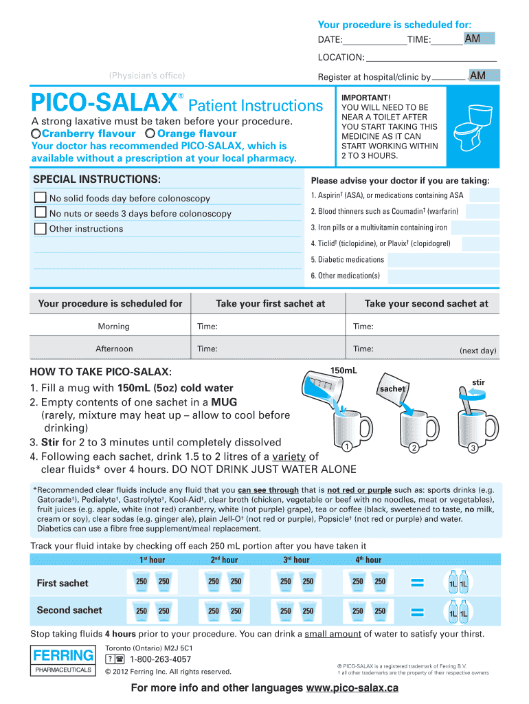 Picosalax Instructions  Form