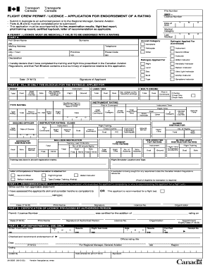 FLIGHT CREW PERMIT LICENCE APPLICATION for ENDORSEMENT of a RATING Aviationsolutions  Form