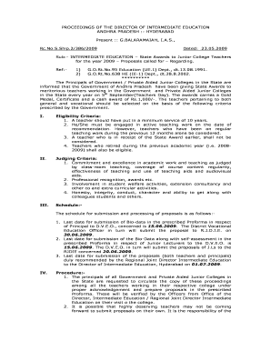 State Award for Teachers Application Form PDF