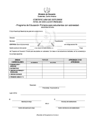 Certificado De Estudio Primaria  Form