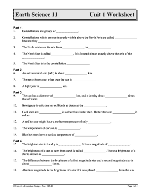 Earth Science Worksheets PDF  Form