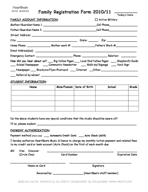 Family Registration Form PDF