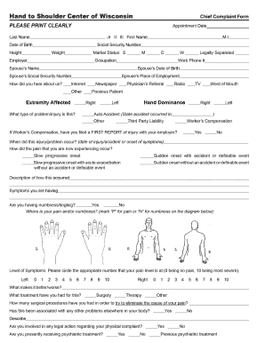 Chief Complaint Form