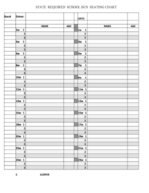 STATE REQUIRED SCHOOL BUS SEATING CHART  Form