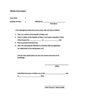 Affidavit for Lost Passport Kenya PDF  Form