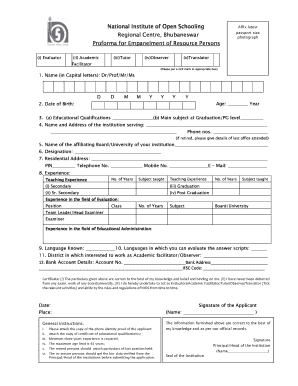 Nios Bhubaneswar  Form