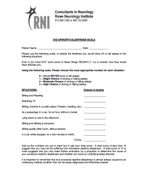 Epworth Sleepiness Scale PDF  Form