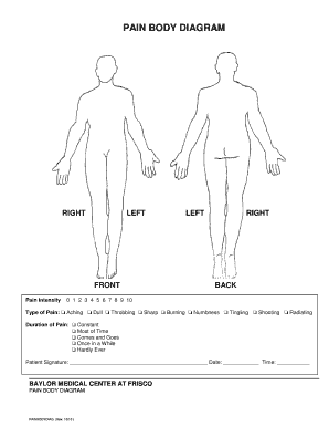 Printable Pain Diagram  Form