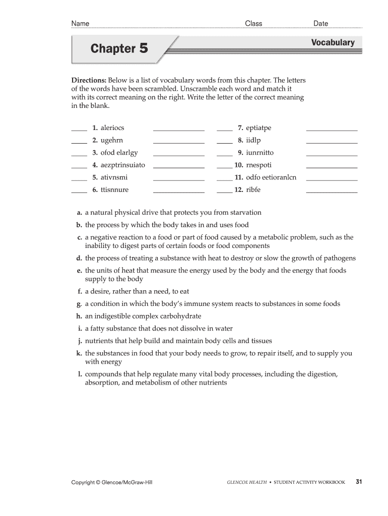 Student Activity Workbook Answer Key  Form