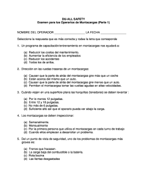 Examen Para Montacargas Con Respuestas  Form