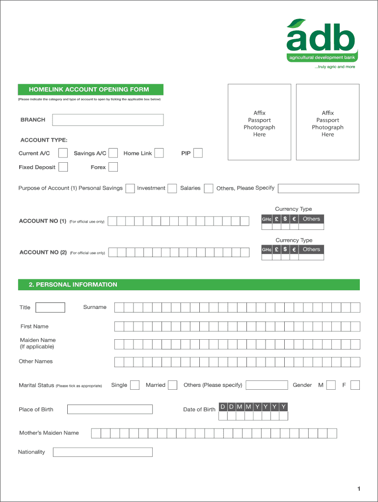 Adb Homelink Account  Form