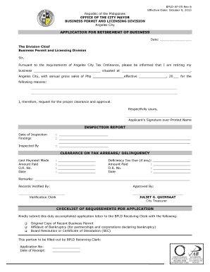 Application Retirement Business Form