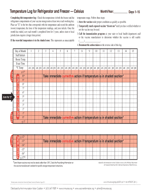 Temperature Log for Refrigerator and Zer Celsius  Form