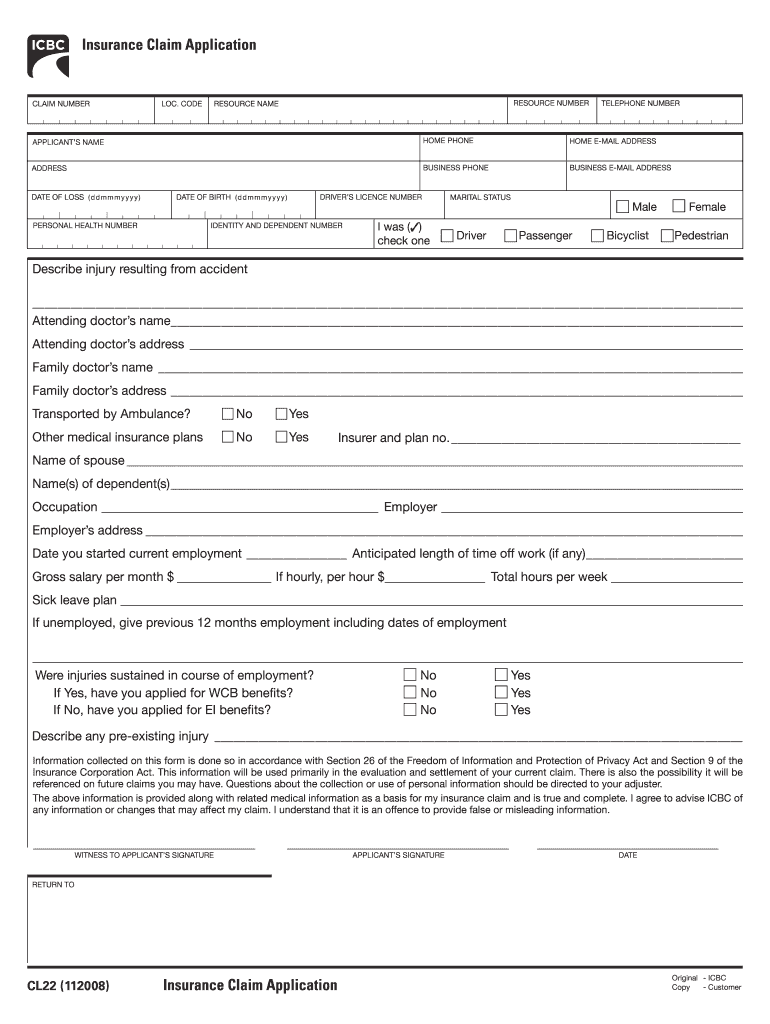  Icbc Cl22 Form 2008-2024