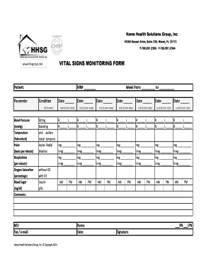 Vital Sign Sheet Filled Out  Form