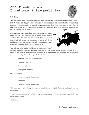 Csi Algebra Answer Key  Form