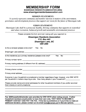 Residents Association Membership Form